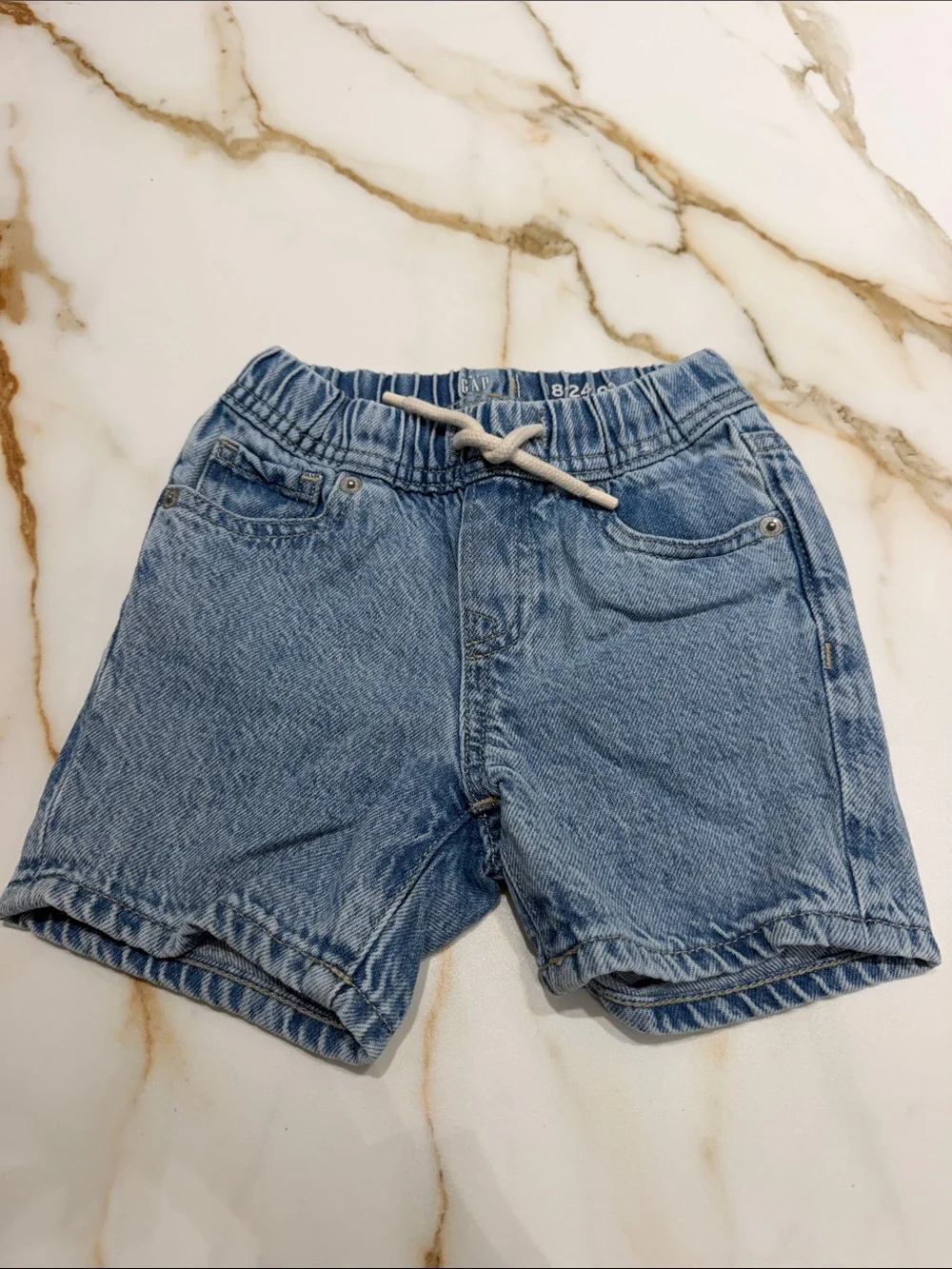Gap Light Denim Elastic Waist Shorts with Drawstring 18-24 months